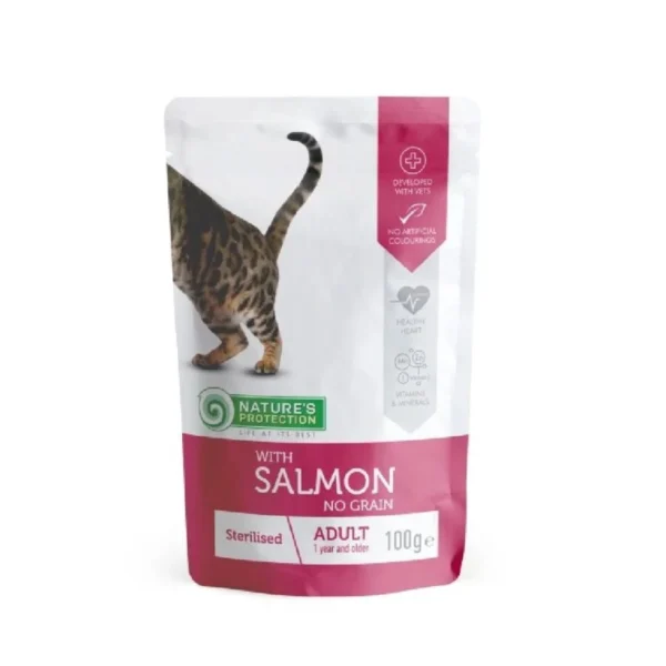 Sterilised Adult Cats with Salmon | Nature’s Protection Cat Pouch *Super Premium Series*(100g)