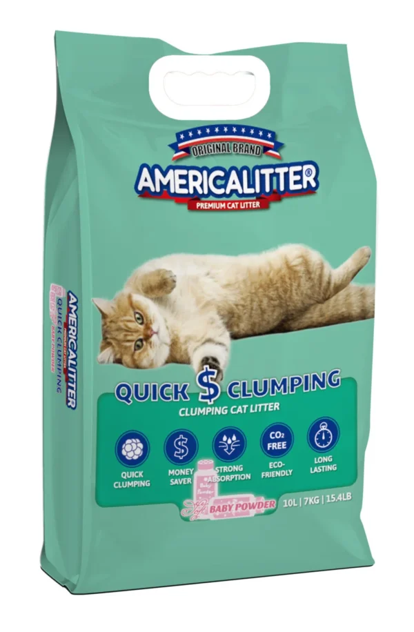 AmericaLitter Quick Clumping: Baby Powder (7KG/10L)