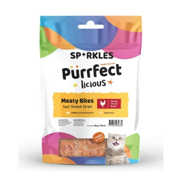 Meaty Bites “Soft Chicken Strips” Cat Treats | Sparkles Purrfectlicious(50g)