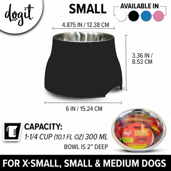 Dogit Elevated Dish With Stainless Steal Insert Small Black(300ml)