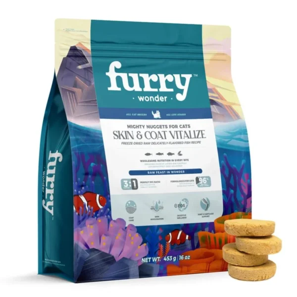 Furry Wonder Freeze-Dried Raw Salmon & Mackerel Recipe for Cats – Skin & Coat Vitalize