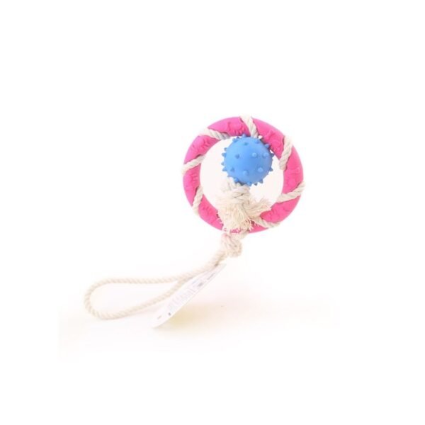 Aduck Interactive Dog Toy With Large Ring And Ball In Pink